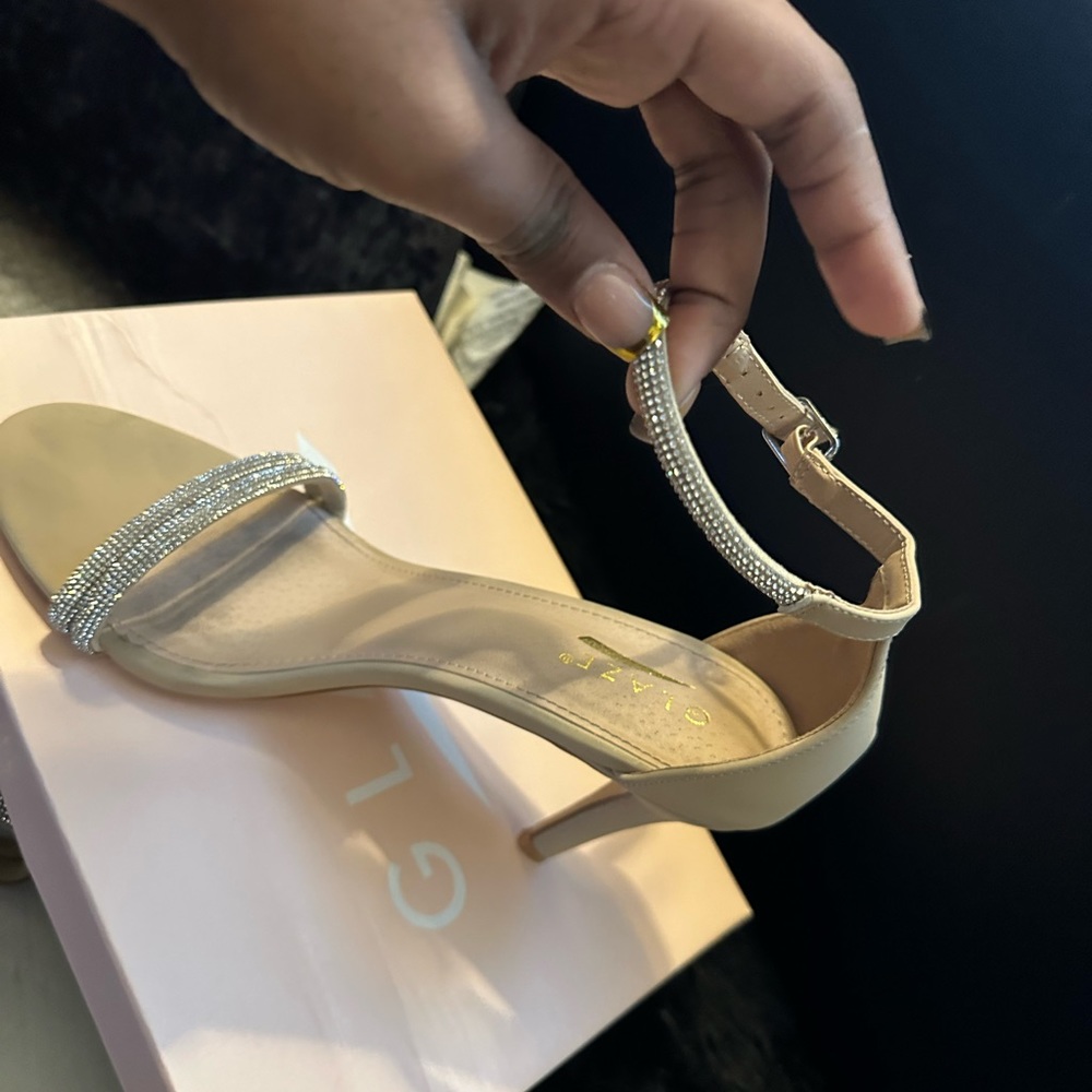 Nude and rhinestone heels